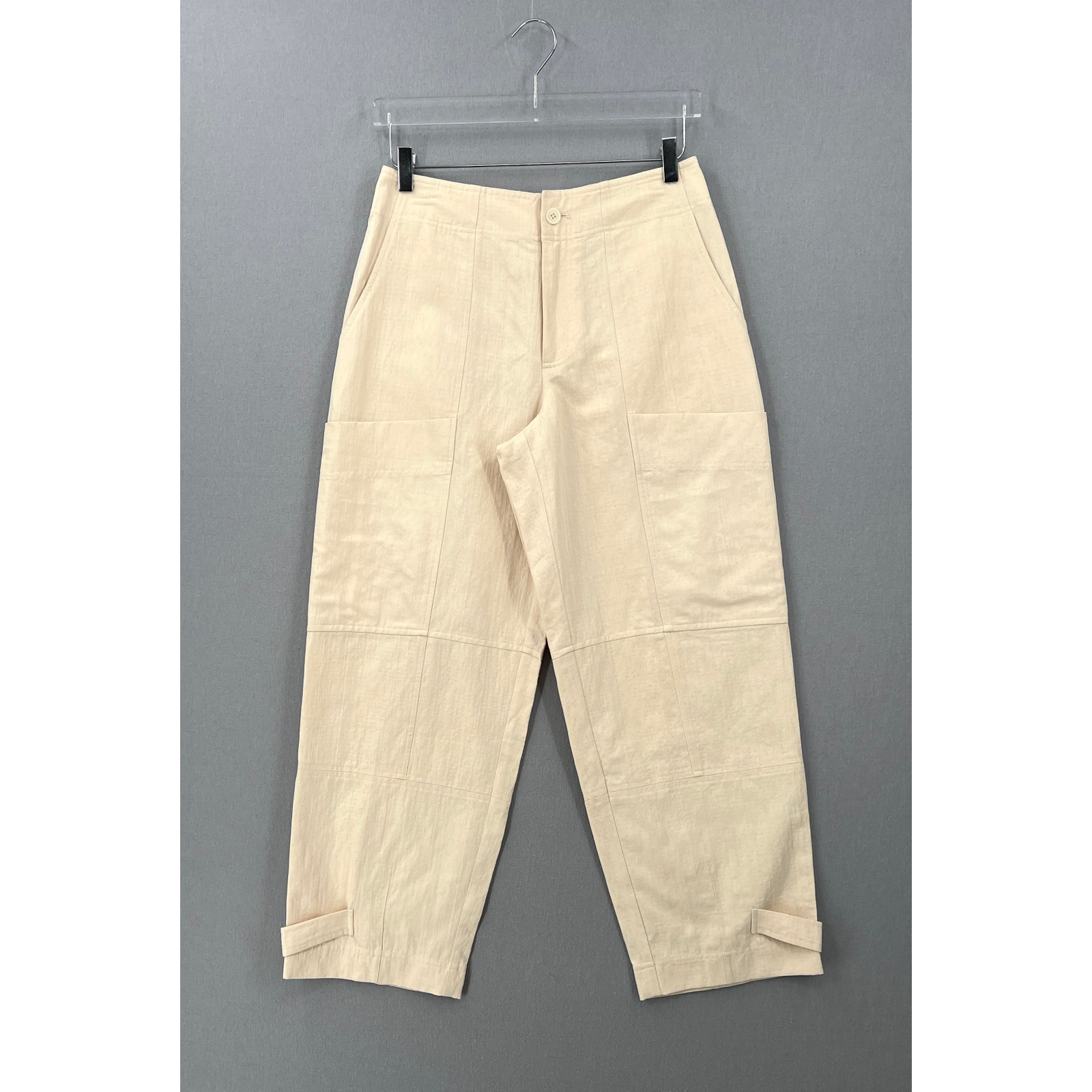 Apiece Apart Tapered Barrel Balloon Pants Womens 4 Cream Linen Blend Cargo New